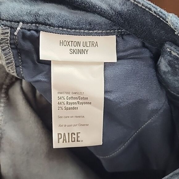 PAIGE womens 23 hoxton ultra skinny velvet midnight jeans pants high rise waist - Picture 9 of 9